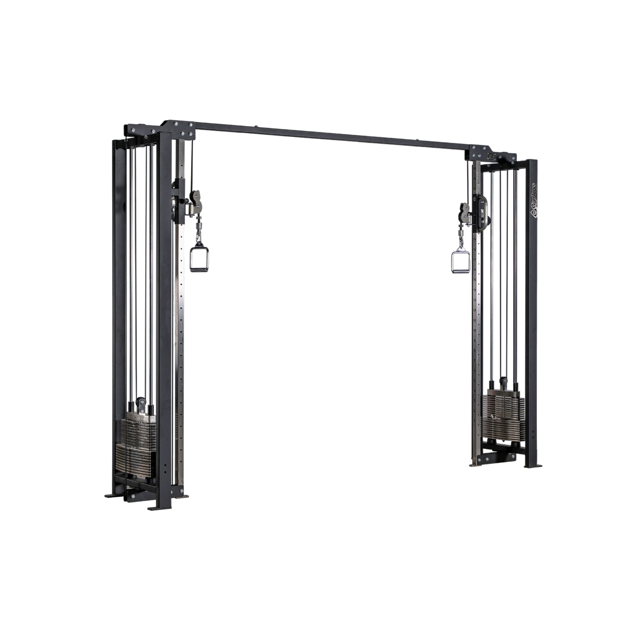Black cable machine from Gymleco on a white background