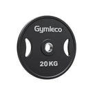 Black weight plates in polyurethane with handles - Svarta viktskivor i polyuretan med handtag 20kg
