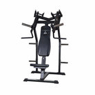 Lateral Incline Bench Press machine, primarily in black color, with a padded bench and adjustable barbell positions.