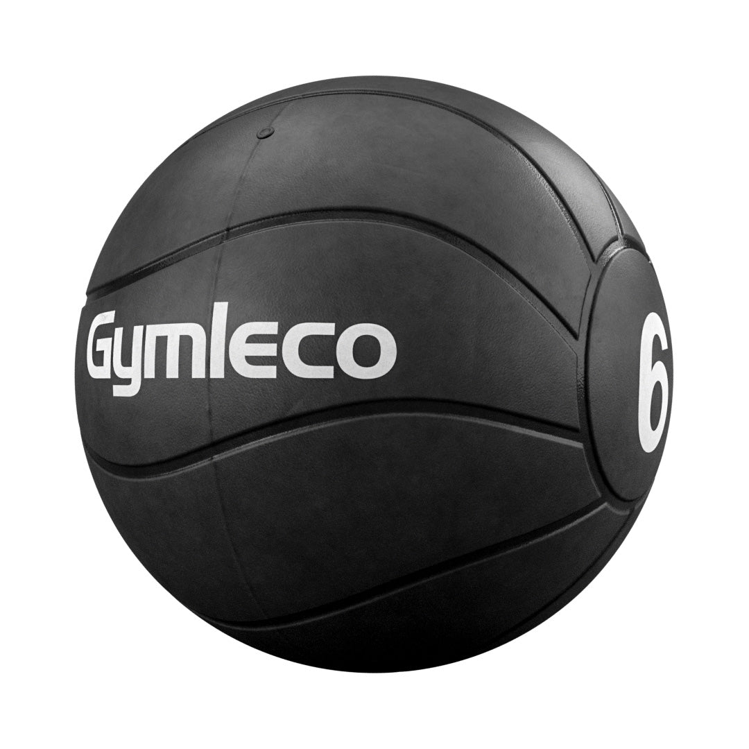 Black medicine ball with 'Gymleco' branding and number '6' on a white background