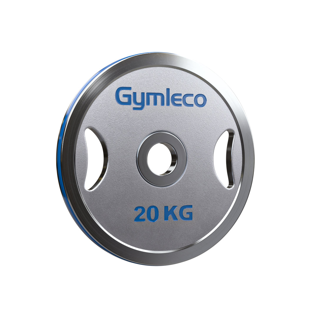 20KG weight plate with Gymleco branding on a white background