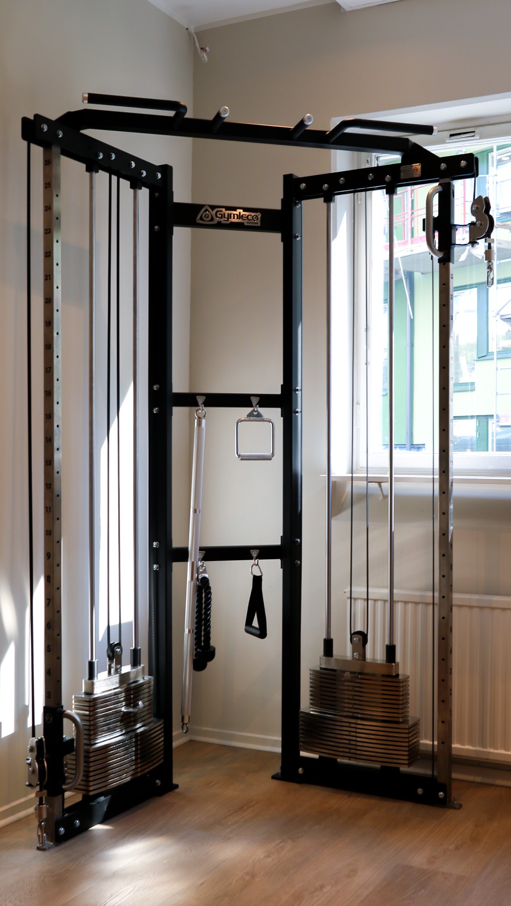 Gymleco 226 exercise equipment in a home setting with a window in the background