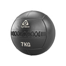 Black medicine ball with 'Gymleco' branding and '7KG' marking on a white background