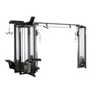 Gym machine with multiple attachments on a white background