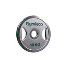 10KG weight plate with Gymleco branding on a white background