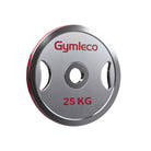 Gymleco weight plate with 25 KG marking on a white background