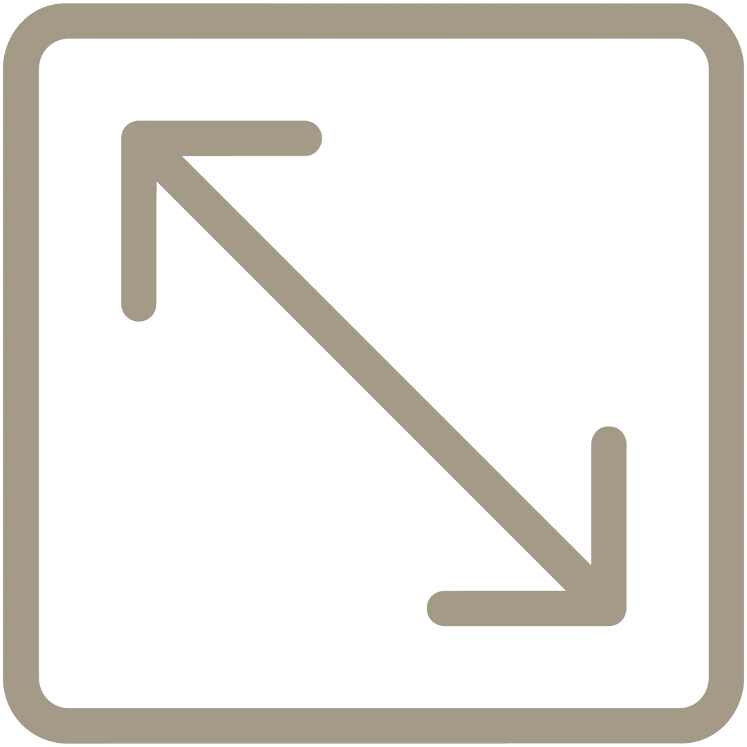 Icon of a rightward arrow inside a square on a beige background