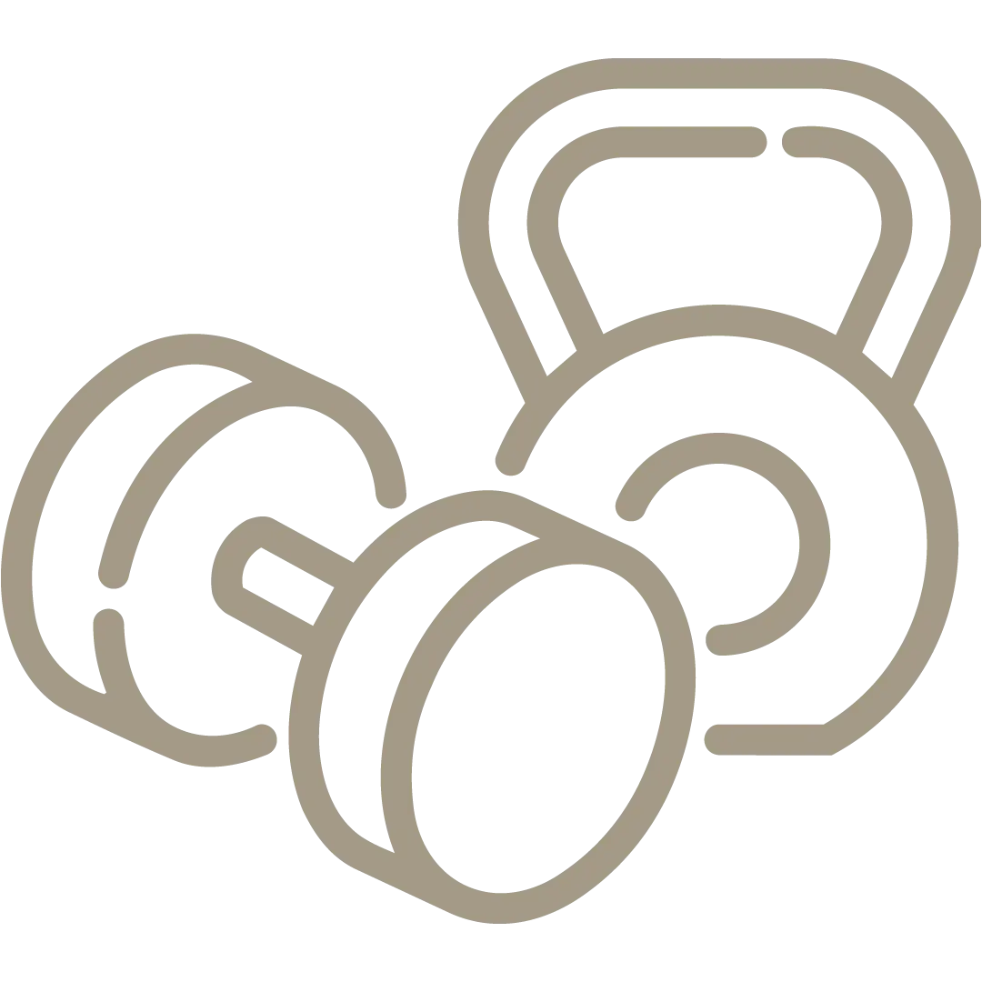 Outline of a kettlebell and a dumbbell on a transparent background